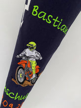 Laden Sie das Bild in den Galerie-Viewer, Schultüte Moto-Cross Stoff inkl. Papprohling 70cm oder 85 cm ST123 & ST124
