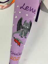 Laden Sie das Bild in den Galerie-Viewer, Schultüte Ohne Zahn Drachen aus Stoff inkl. Papprohling 70 cm oder 85 cm ST077 & ST078