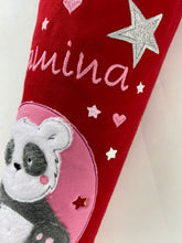Laden Sie das Bild in den Galerie-Viewer, Schultüte Panda aus Stoff mit Glitzer inkl. Papprohling 70 cm oder 85 cm ST091 & ST092