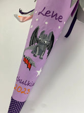 Laden Sie das Bild in den Galerie-Viewer, Schultüte Ohne Zahn Drachen aus Stoff inkl. Papprohling 70 cm oder 85 cm ST077 & ST078