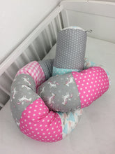 Laden Sie das Bild in den Galerie-Viewer, Bettschlange/Lagerung/Stillkissen rosa/mint/grau Traum *Patchwork BS0021