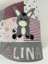 Laden Sie das Bild in den Galerie-Viewer, Babydecke/Krabbeldecke *Patchwork Eselchen* KRD3005