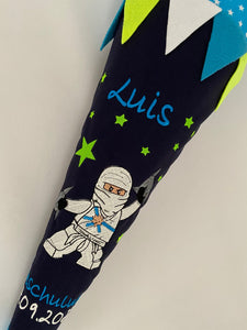 Schultüte Ninja/ Ninjago Stoff inkl. Papprohling 70 cm oder 85cm ST161 & ST162