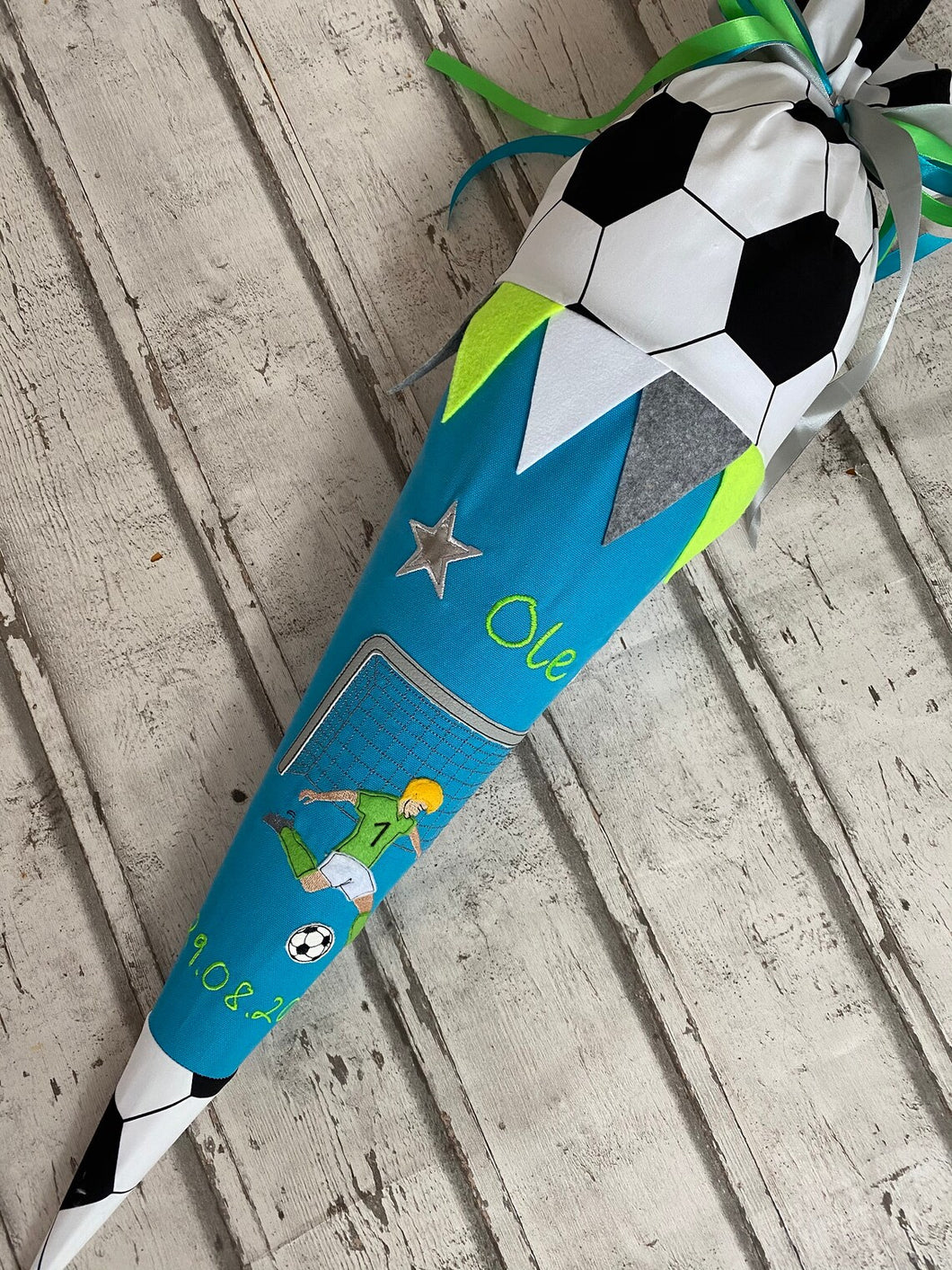 Schultüte Fußball Soccer aus Stoff inkl. Papprohling 70 cm oder 85 cm ST183 & ST184