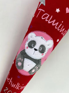 Schultüte Panda aus Stoff mit Glitzer inkl. Papprohling 70 cm oder 85 cm ST091 & ST092