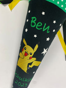 Schultüte Pikachu Stoff inkl. Papprohling 70 cm oder 85 cm ST005 & ST006