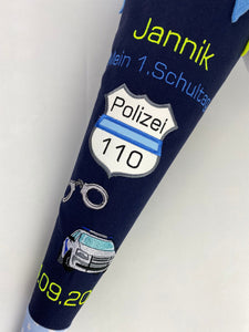 Schultüte Polizei aus Stoff inkl. Papprohling 70 cm oder 85 cm ST237 & ST238