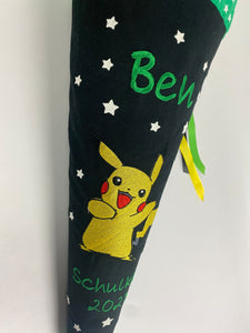 Schultüte Pikachu Stoff inkl. Papprohling 70 cm oder 85 cm ST005 & ST006