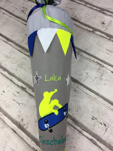 Schultüte Skateboard aus Stoff inkl. Papprohling 70 cm oder 85 cm ST073 & ST074