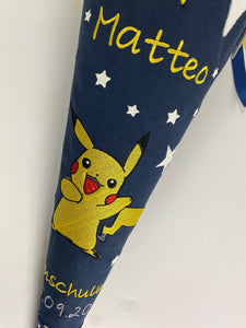 Schultüte Pikachu aus Stoff inkl. Papprohling 70 cm oder 85 cm ST003 & ST004