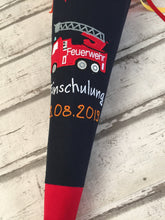 Laden Sie das Bild in den Galerie-Viewer, Schultüte Feuerwehr aus Stoff inkl. Papprohling 70cm oder 85 cm ST213 &amp; ST214
