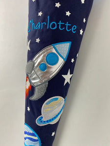 Schultüte Planeten Weltraum Rakete Stoff inkl. Papprohling 70cm oder 85 cm ST189 & ST190