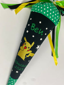 Schultüte Pikachu Stoff inkl. Papprohling 70 cm oder 85 cm ST005 & ST006