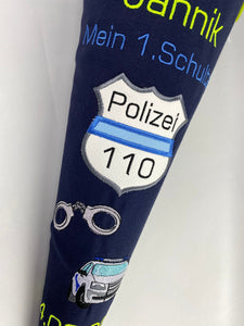 Schultüte Polizei aus Stoff inkl. Papprohling 70 cm oder 85 cm ST237 & ST238