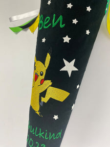 Schultüte Pikachu Stoff inkl. Papprohling 70 cm oder 85 cm ST005 & ST006